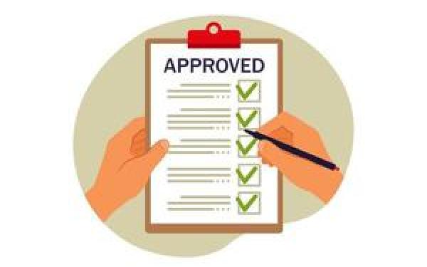 Photo showing "approved" graphic